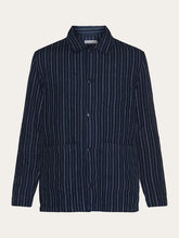 Charger l'image dans la galerie, Chemise en lin rayée - Striped linen overshirt stripe navy
